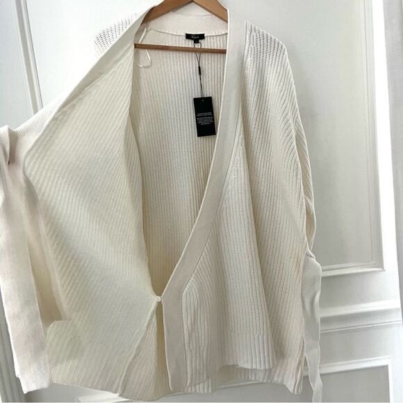 Rails Nora Longline Wrap Wool Cashmere Cardigan With Belt, Cream Size Large NWT - Picture 5 of 10